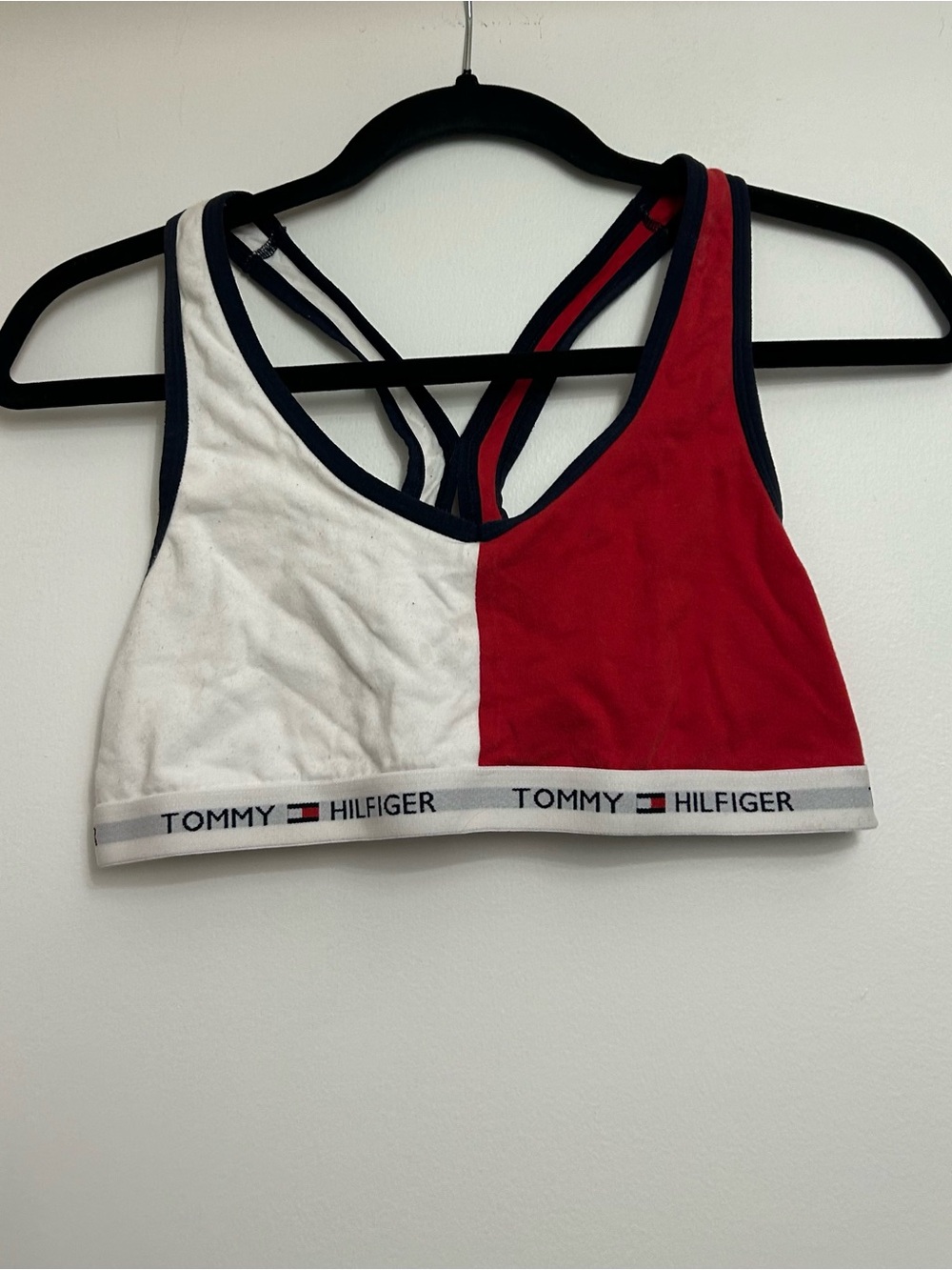 Tommy Hilfiger Women's Red & White Colorblock Unlined Bralette